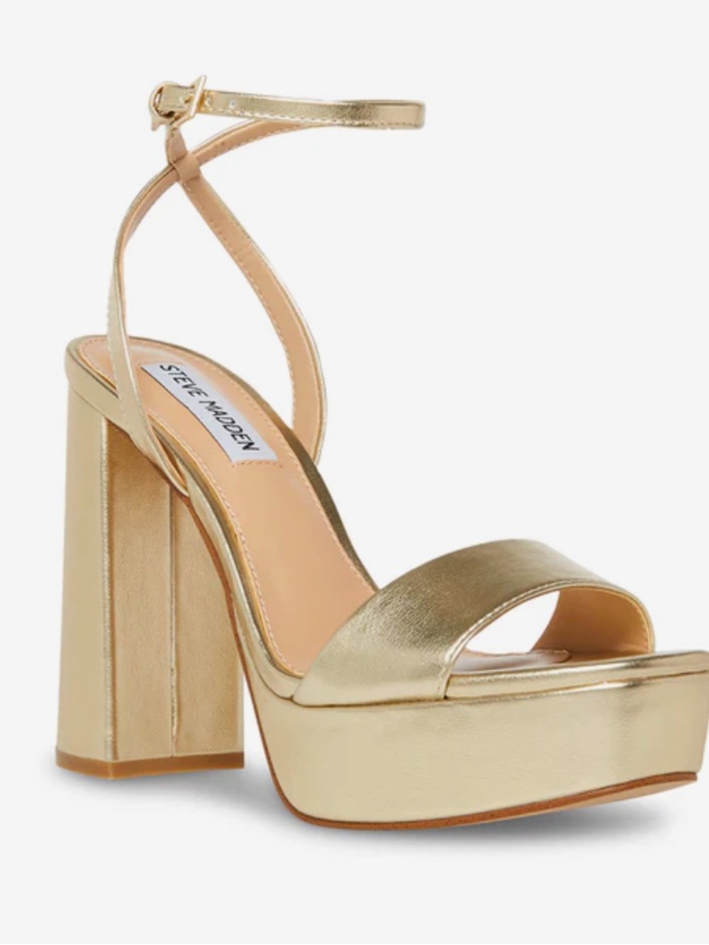 Steve Madden Metallic Gold/Champagne  Platform Ankle-Strap Heels Pumps